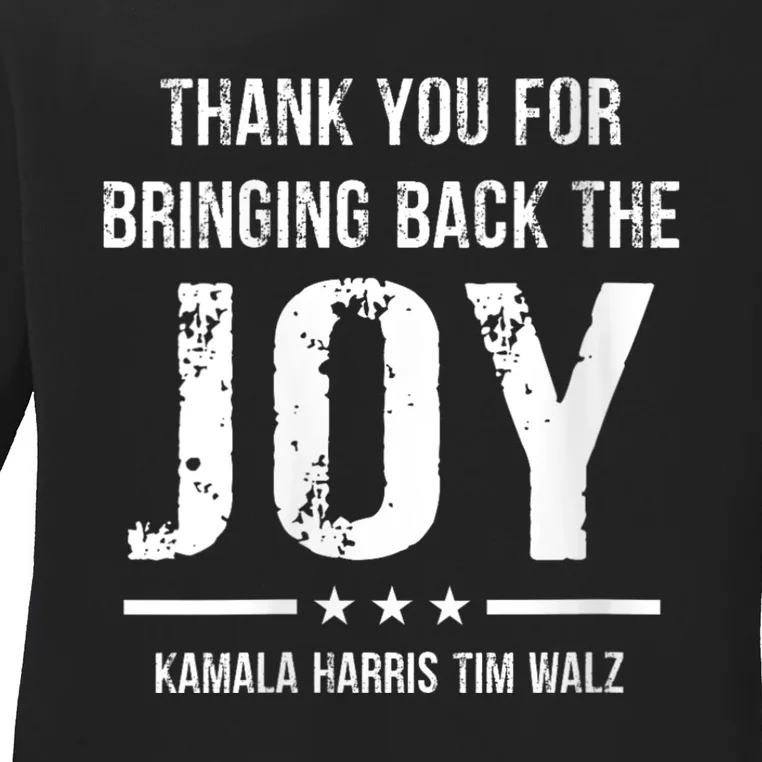 Kamala Harris Tim Walz Waltz 2024 Joyful Warriors Ladies Long Sleeve Shirt