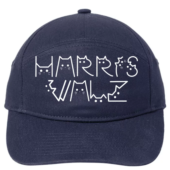 Kamala Harris Tim Walz Waltz Cat Lettering Harris Waltz 2024 Funny Gift 7-Panel Snapback Hat