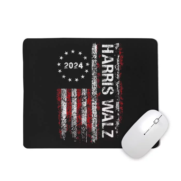 Kamala Harris Tim Waltz 2024 Election American Flag Mousepad