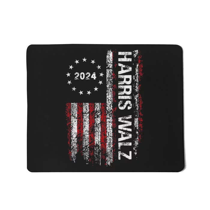 Kamala Harris Tim Waltz 2024 Election American Flag Mousepad