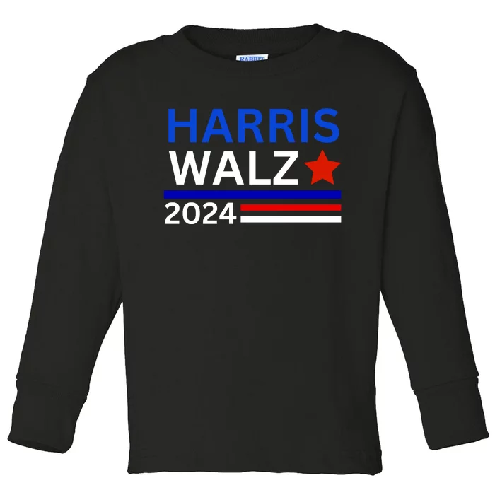 Kamala Harris Tim Walz Waltz 2024 Election Democrat Usa 2024 Toddler Long Sleeve Shirt