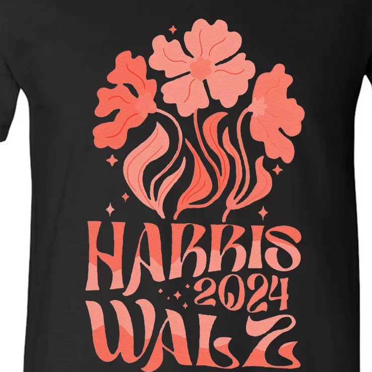 Kamala Harris Tim Walz 2024 Boho Aesthetic Harris Waltz 2024 V-Neck T-Shirt