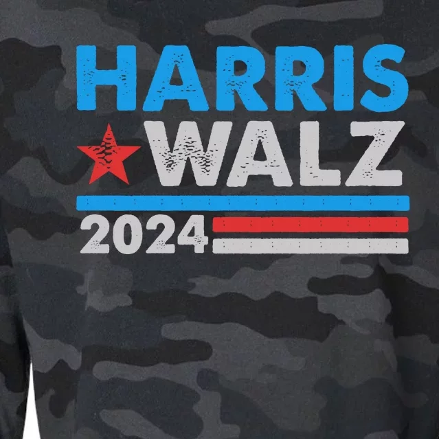 Kamala Harris Tim Walz 2024 Election Distressed Cropped Pullover Crew