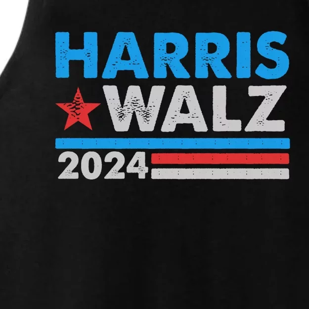 Kamala Harris Tim Walz 2024 Election Distressed Ladies Tri-Blend Wicking Tank