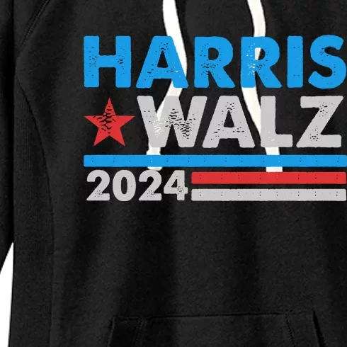 Kamala Harris Tim Walz 2024 Election Distressed Women's Fleece Hoodie