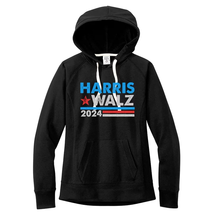 Kamala Harris Tim Walz 2024 Election Distressed Women's Fleece Hoodie