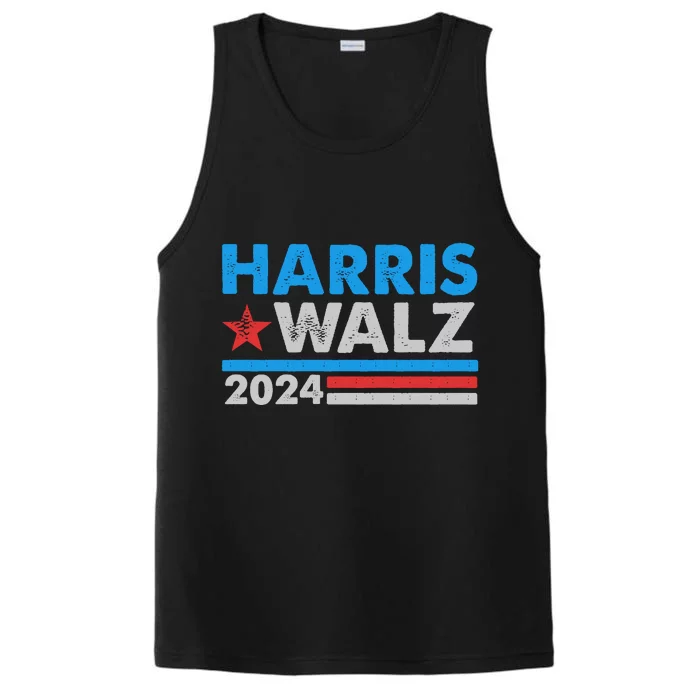 Kamala Harris Tim Walz 2024 Election Distressed Performance Tank