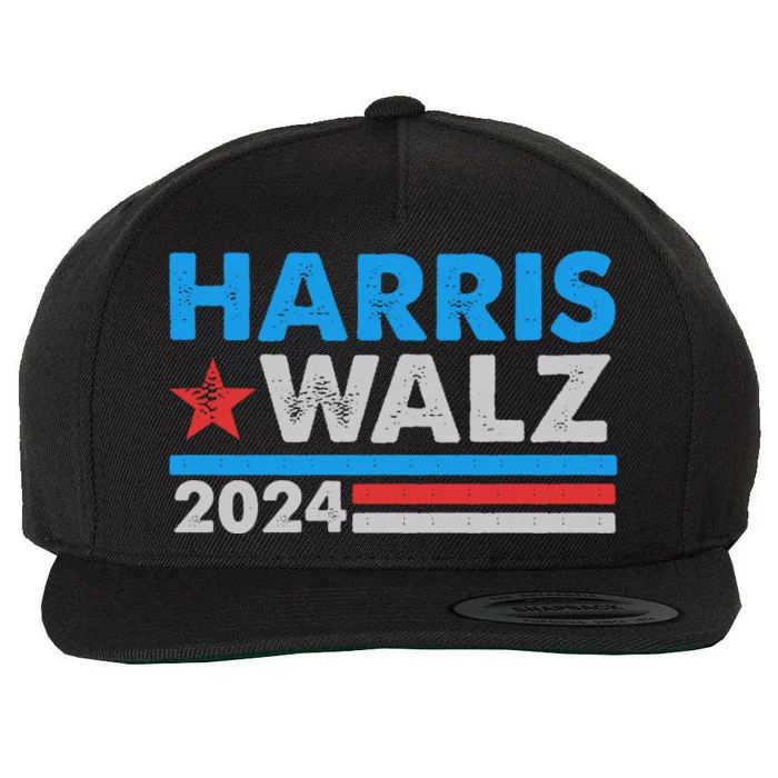 Kamala Harris Tim Walz 2024 Election Distressed Wool Snapback Cap