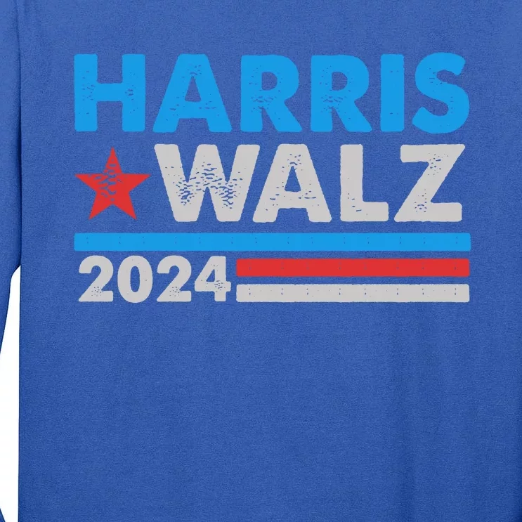 Kamala Harris Tim Walz 2024 Election Distressed Tall Long Sleeve T-Shirt