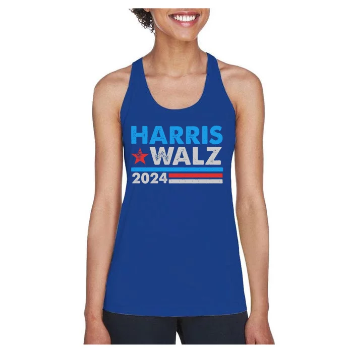 Kamala Harris Tim Walz 2024 Election Distressed Women's Racerback Tank