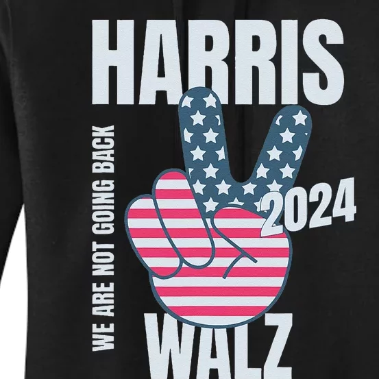 Kamala Harris Tim Walz 2024 Vote Election Peace Sign Flag Women's Pullover Hoodie