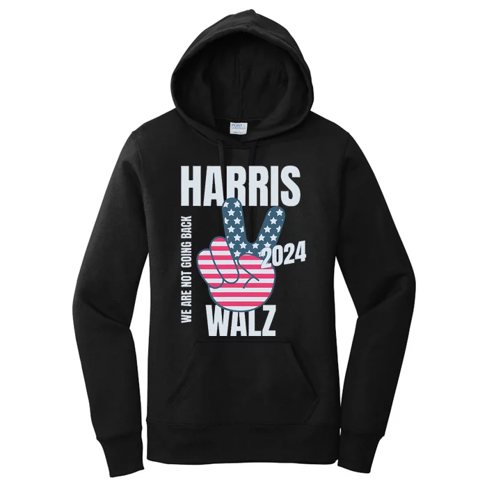 Kamala Harris Tim Walz 2024 Vote Election Peace Sign Flag Women's Pullover Hoodie