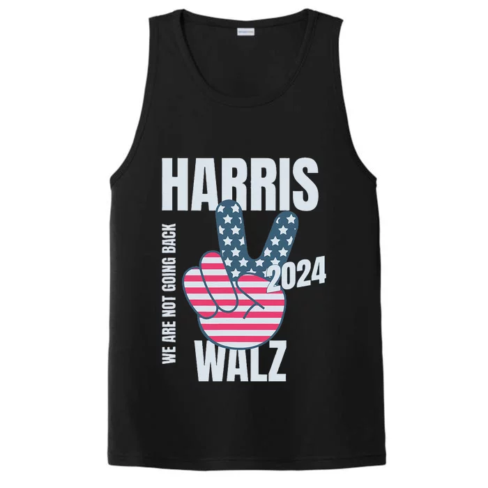 Kamala Harris Tim Walz 2024 Vote Election Peace Sign Flag Performance Tank