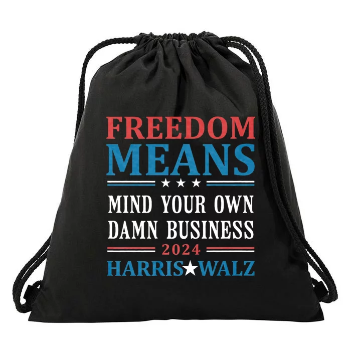 Kamala Harris Tim Walz Mind Your Own Damn Business Vintage Drawstring Bag