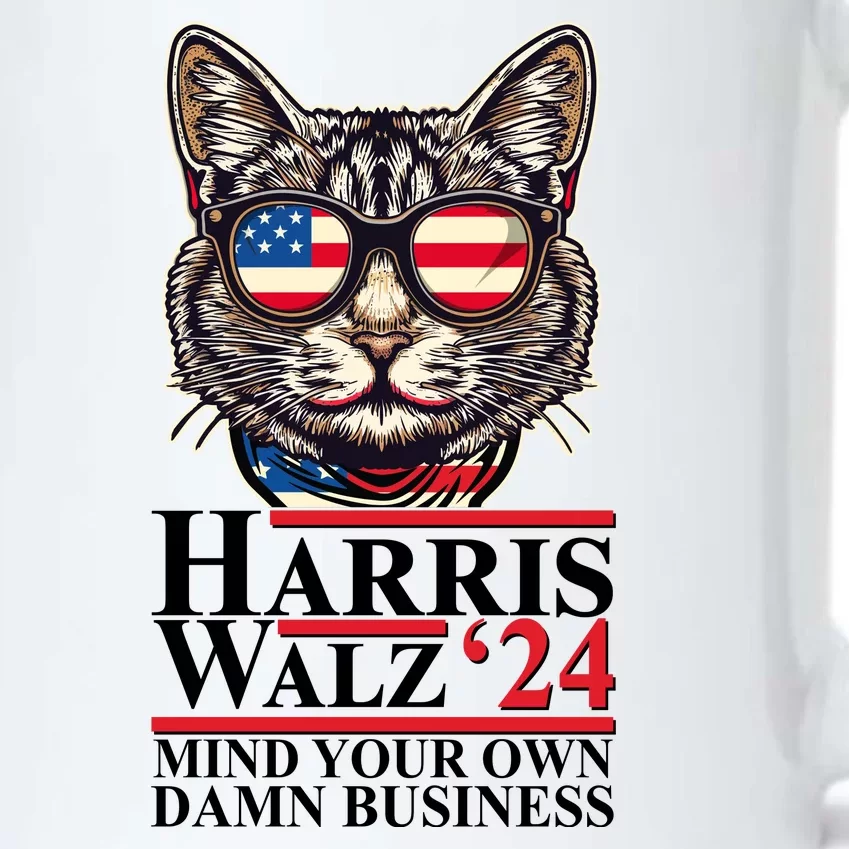 Kamala Harris Tim Walz 2024 Mind Your Own Damn Business Patriotic Cat Black Color Changing Mug