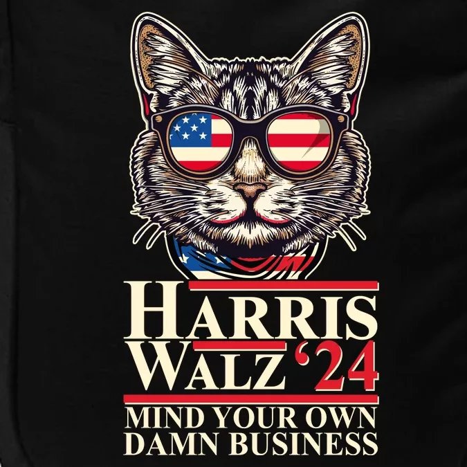 Kamala Harris Tim Walz 2024 Mind Your Own Damn Business Patriotic Cat Impact Tech Backpack