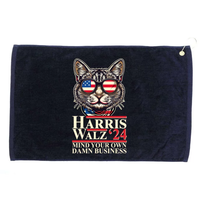 Kamala Harris Tim Walz 2024 Mind Your Own Damn Business Patriotic Cat Grommeted Golf Towel