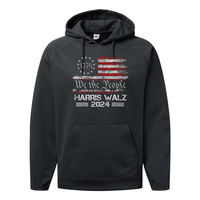 Kamala Harris Tim Waltz 2024 Performance Fleece Hoodie