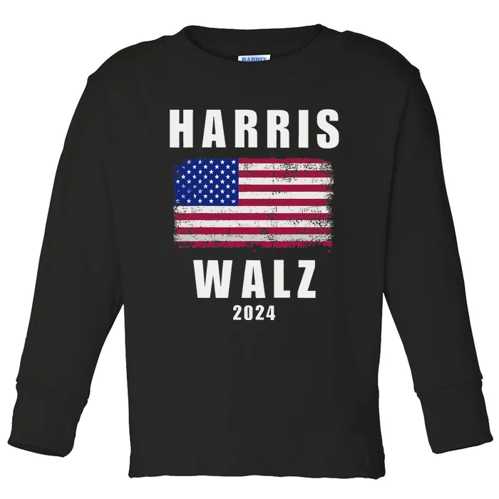 Kamala Harris Tim Walz Waltz Election Party Wear Toddler Long Sleeve Shirt