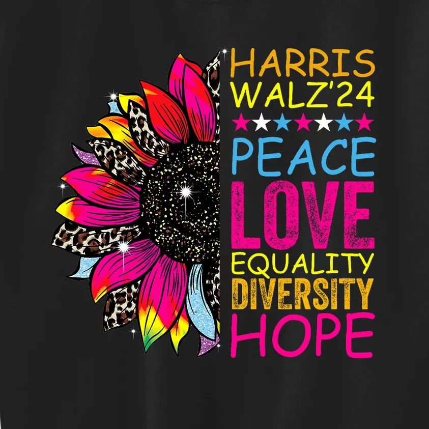 Kamala Harris Tim Walz 2024 Peace Lgbt Harris Walz Waltz Kids Sweatshirt