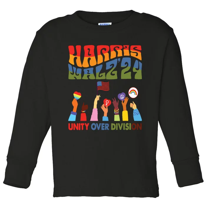 Kamala Harris Tim Walz Waltz Boho Aesthetic Toddler Long Sleeve Shirt