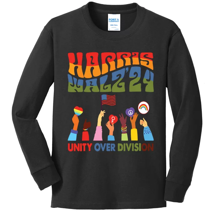 Kamala Harris Tim Walz Waltz Boho Aesthetic Kids Long Sleeve Shirt