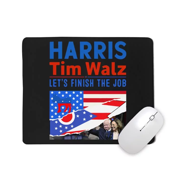 Kamala Harris Tim Walz 2024 Us States Flag Ohio Mousepad