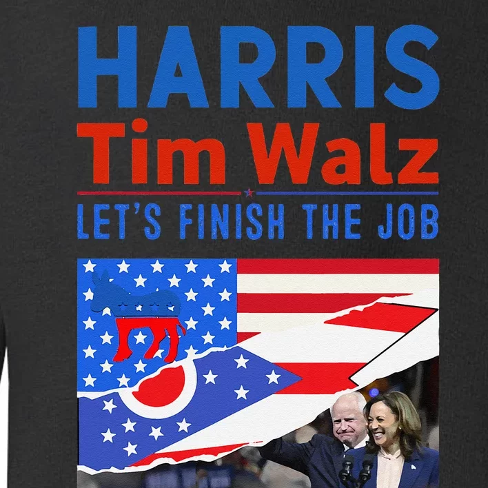 Kamala Harris Tim Walz 2024 Us States Flag Ohio Toddler Sweatshirt