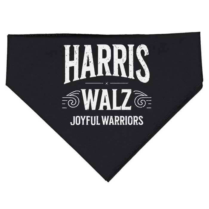 Kamala Harris Tim Walz Waltz 2024 Joyful Warriors USA-Made Doggie Bandana