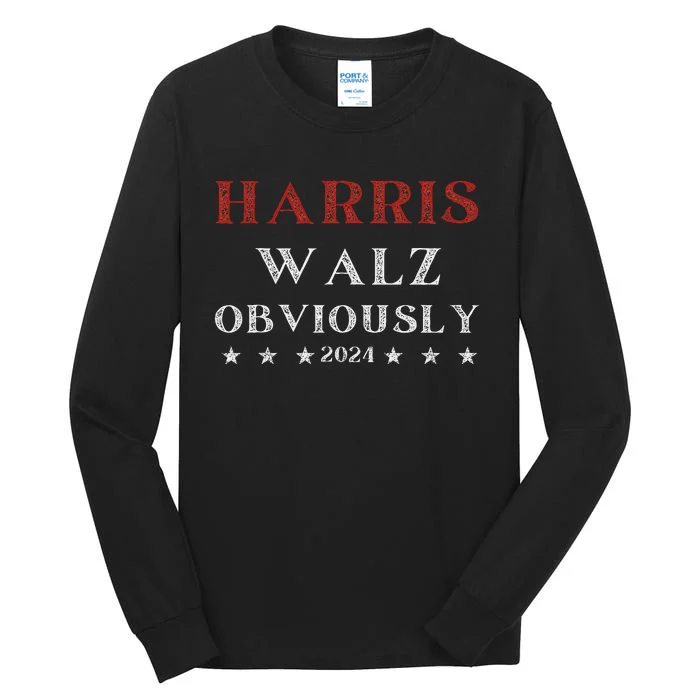 Kamala Harris Tim Walz Waltz 2024 Obviously Tall Long Sleeve T-Shirt