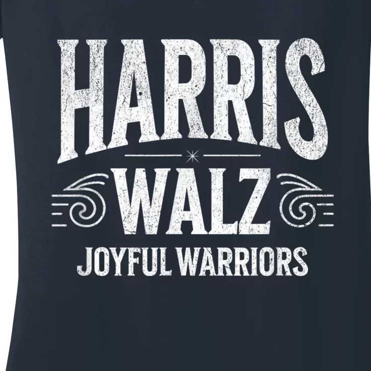 Kamala Harris Tim Walz Waltz 2024 Joyful Warriors Women's V-Neck T-Shirt