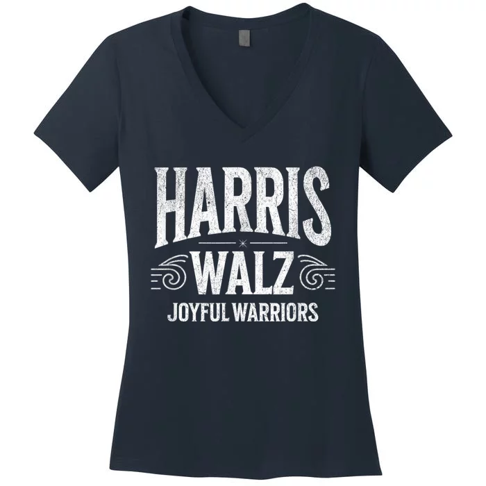 Kamala Harris Tim Walz Waltz 2024 Joyful Warriors Women's V-Neck T-Shirt