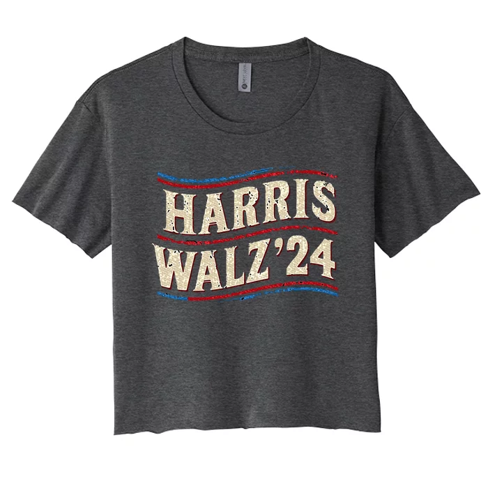 Kamala Harris Tim Walz First Female President Women's Crop Top Tee