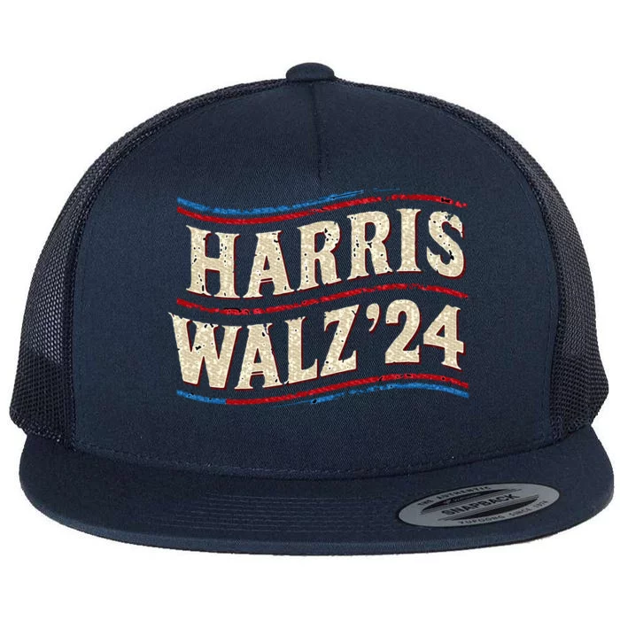 Kamala Harris Tim Walz First Female President Flat Bill Trucker Hat