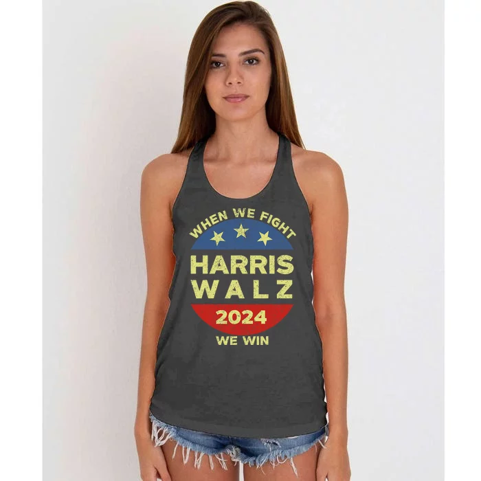 Kamala Harris Tim Walz 2024 When We Fight We Win Women's Knotted Racerback Tank