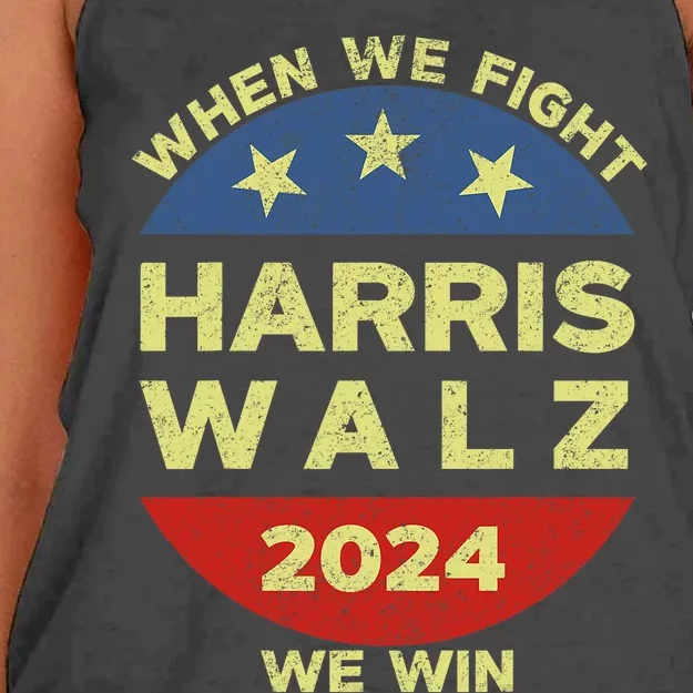 Kamala Harris Tim Walz 2024 When We Fight We Win Women's Knotted Racerback Tank