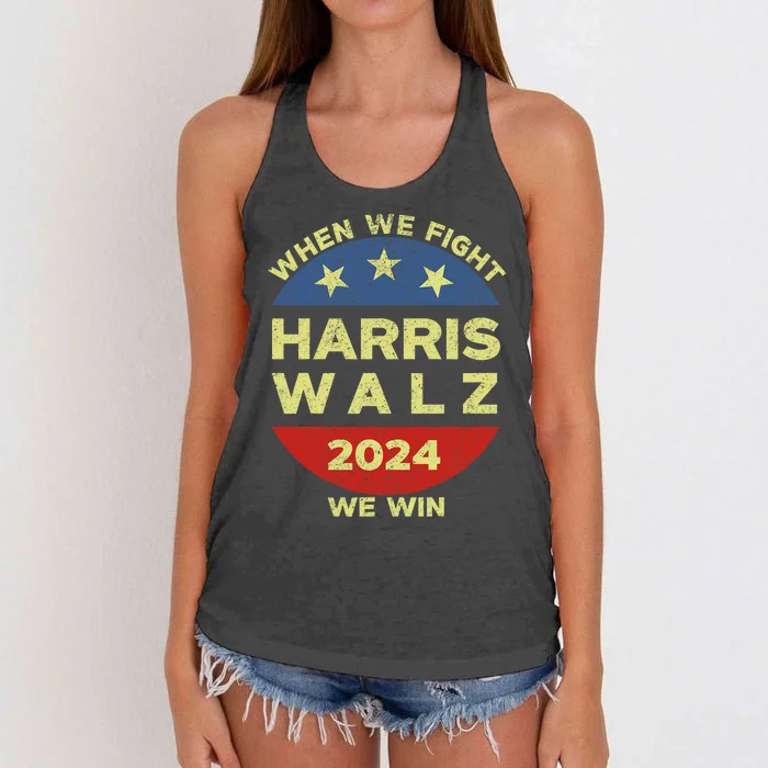 Kamala Harris Tim Walz 2024 When We Fight We Win Women's Knotted Racerback Tank