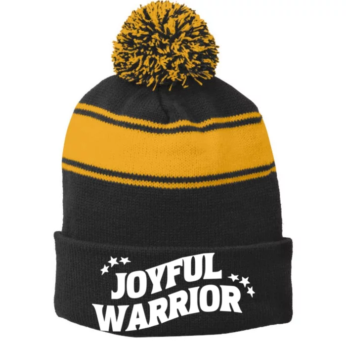 Kamala Harris Tim Walz Waltz 2024 Joyful Warriors Stripe Pom Pom Beanie