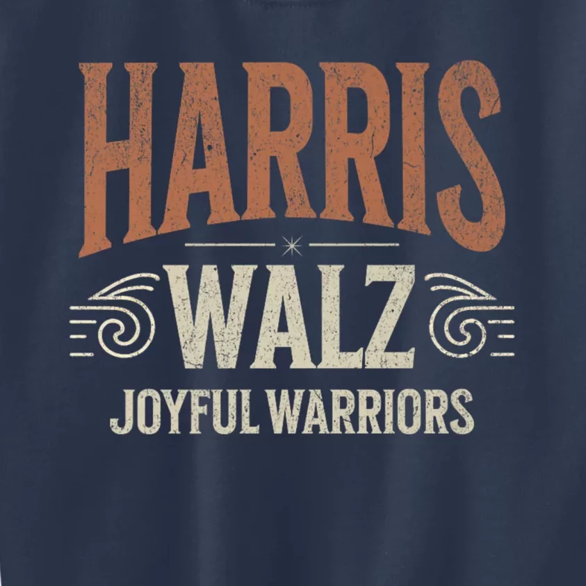 Kamala Harris Tim Walz Waltz 2024 Joyful Warriors Kids Sweatshirt