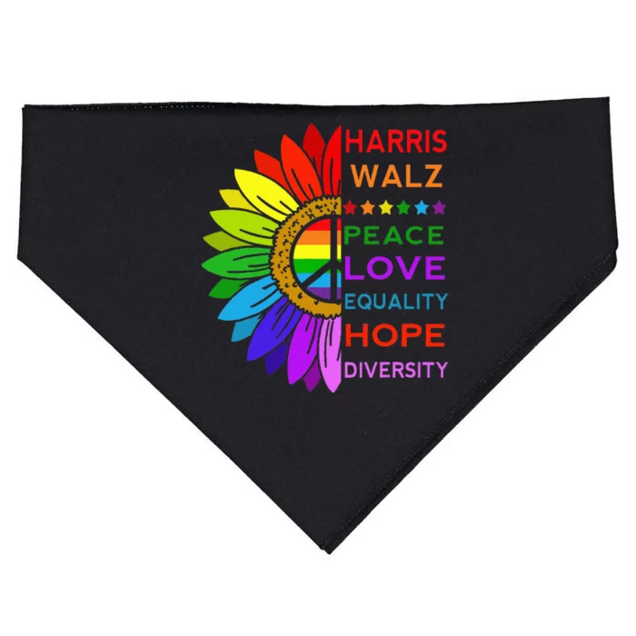 Kamala Harris Tim Walz 2024 Peace Lgbt USA-Made Doggie Bandana