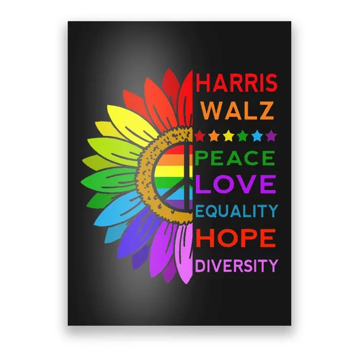 Kamala Harris Tim Walz 2024 Peace Lgbt Poster