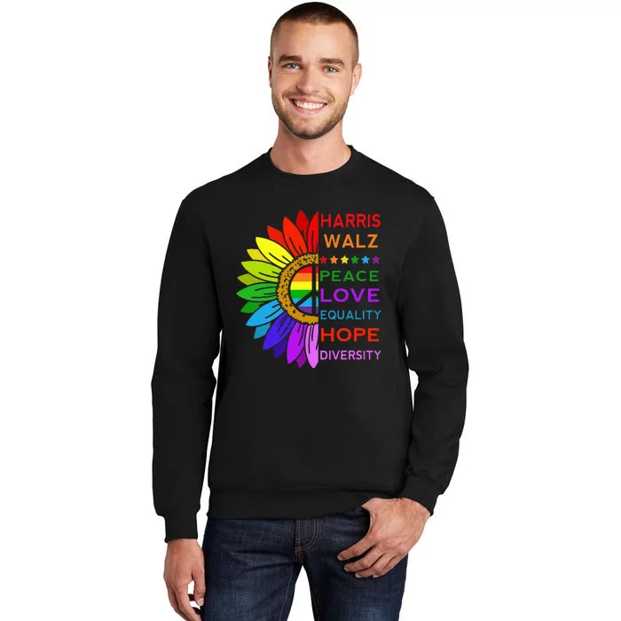 Kamala Harris Tim Walz 2024 Peace Lgbt Tall Sweatshirt