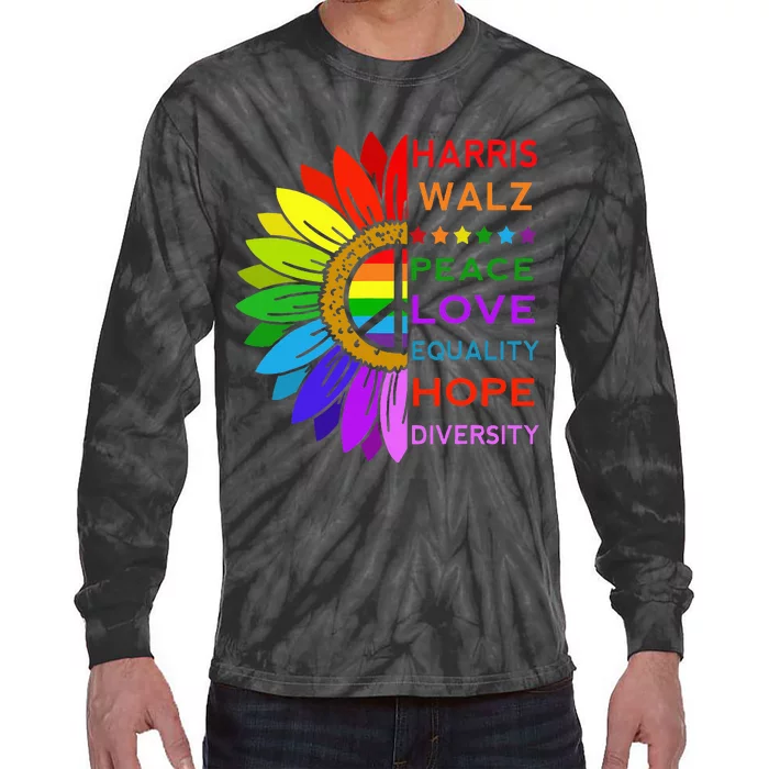 Kamala Harris Tim Walz 2024 Peace Lgbt Tie-Dye Long Sleeve Shirt