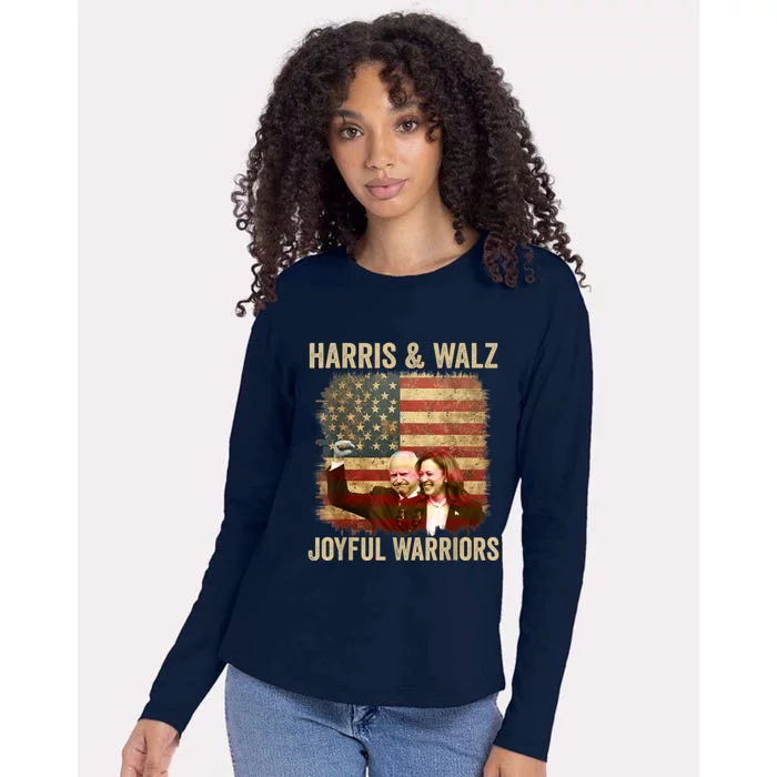 Kamala Harris Tim Walz Waltz 2024 Joyful Warriors Womens Cotton Relaxed Long Sleeve T-Shirt