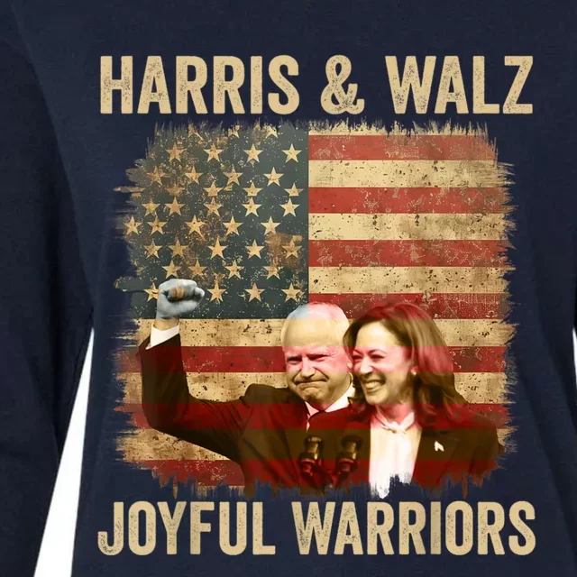 Kamala Harris Tim Walz Waltz 2024 Joyful Warriors Womens Cotton Relaxed Long Sleeve T-Shirt