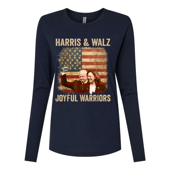 Kamala Harris Tim Walz Waltz 2024 Joyful Warriors Womens Cotton Relaxed Long Sleeve T-Shirt