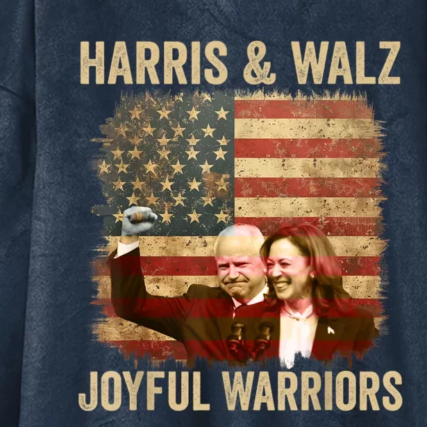 Kamala Harris Tim Walz Waltz 2024 Joyful Warriors Hooded Wearable Blanket