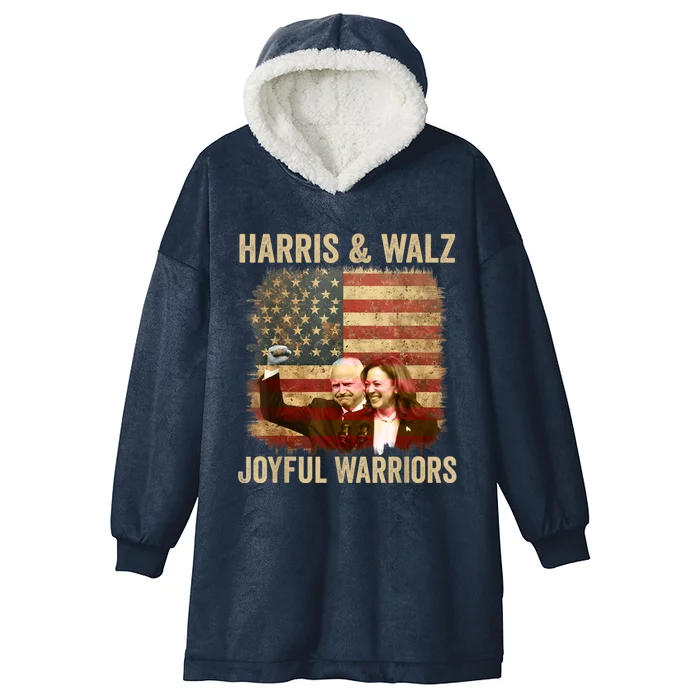 Kamala Harris Tim Walz Waltz 2024 Joyful Warriors Hooded Wearable Blanket