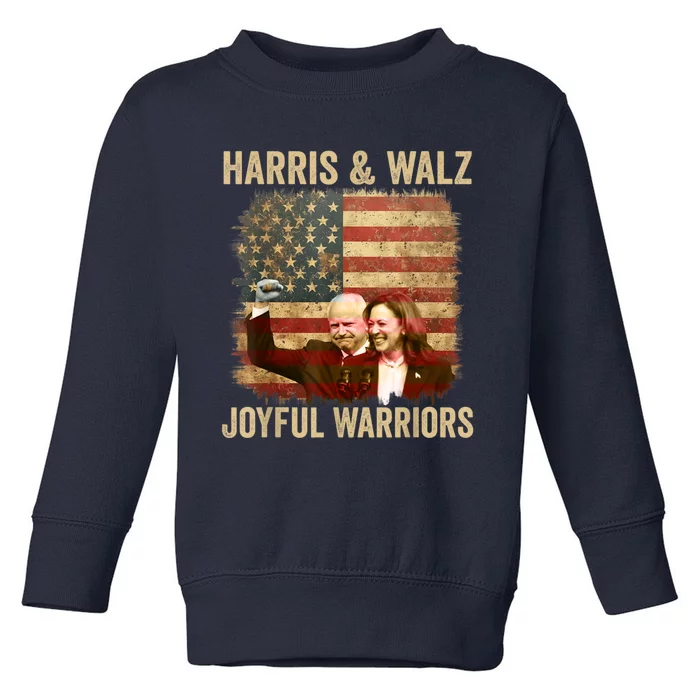 Kamala Harris Tim Walz Waltz 2024 Joyful Warriors Toddler Sweatshirt