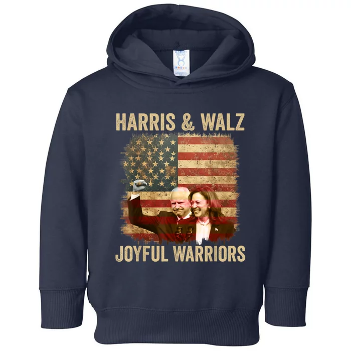 Kamala Harris Tim Walz Waltz 2024 Joyful Warriors Toddler Hoodie